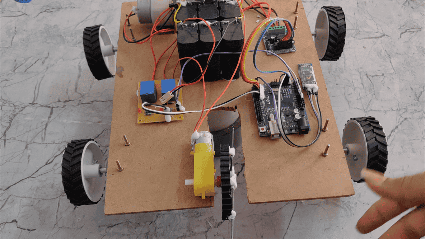 HVS-2306.Agriculture Robot with Seed Drop and Ploughing  with  Bluetooth Control