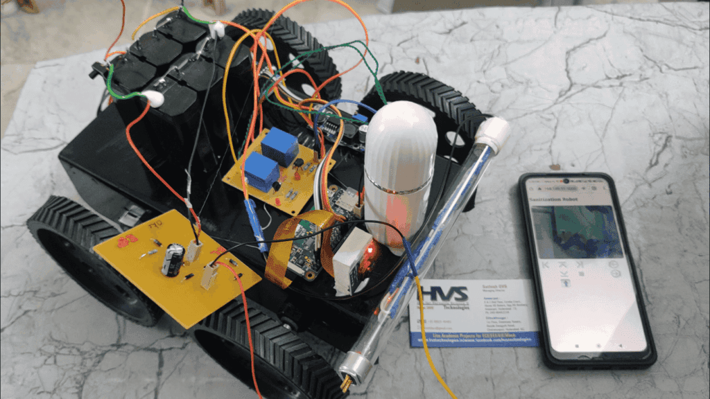 HVS-3039 IOT based sanitization robot using Raspberry pi zero w and UV lamp