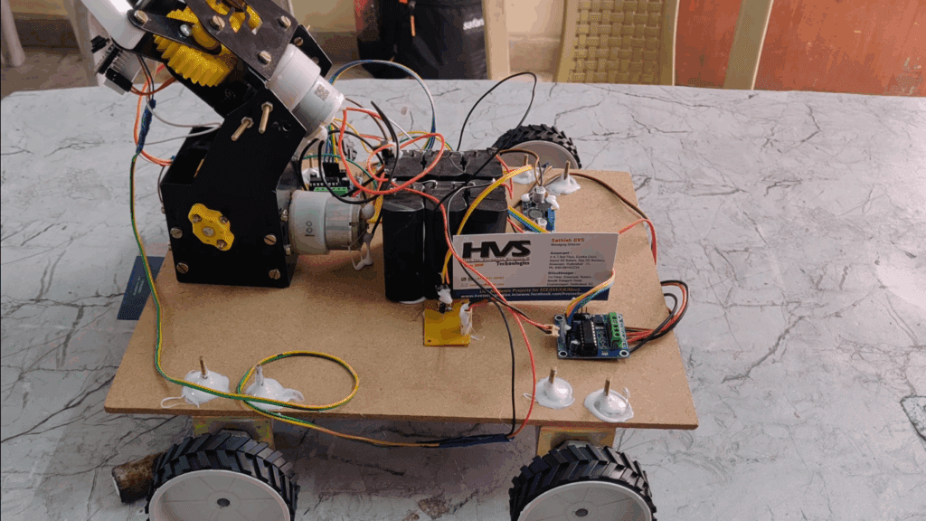 HVS-3598. Smart phone controller wireless war field Robot with pick and place robot.