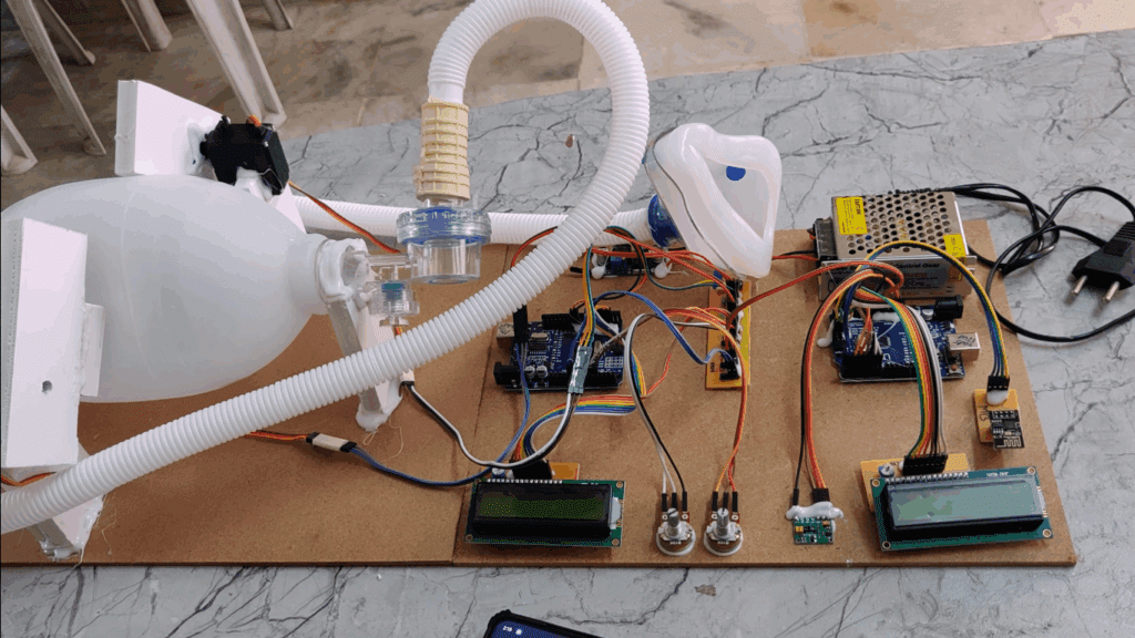 HVS-3601. Smart IoT Based Ventilator with MAX30100 - Heart rate and Spo2 monitoring.