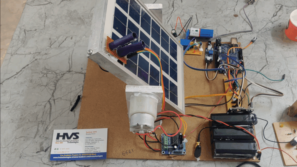 HVS-3605. Solar tracker auto irrigation with SMS alert