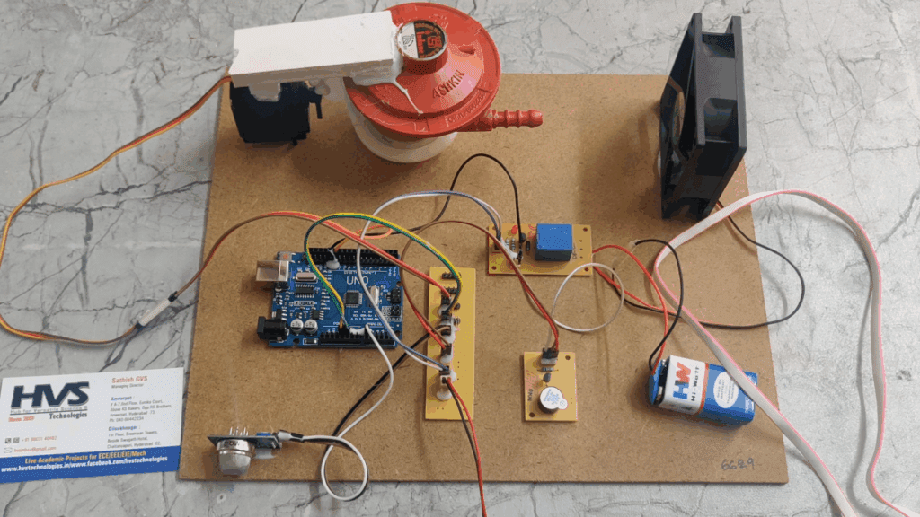 HVS-3618. LPG Gas Leakage Detection and Gas valve Controlling using ARDUINO and Servo Motor