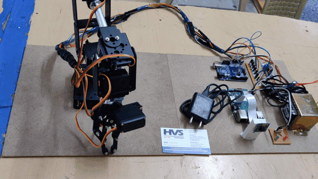 HVS-3240. 6 Degrees of Freedom Robotic Arm Controlled by Hand Movement Through OpenCV.