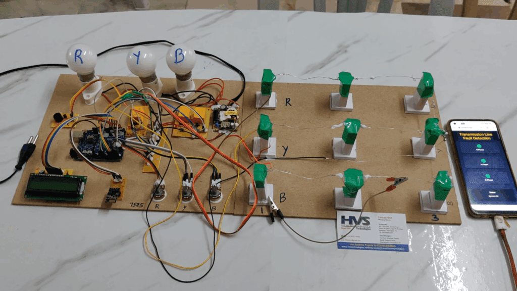 HVS-4588. IoT Transmission line Fault detection using Arduino with Webpage Monitoring and Alerts
