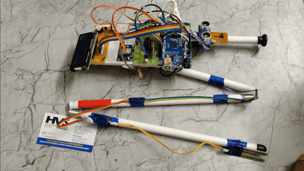 HVS-3662. Ultrasonic Blind stick with GSM and GPS tracking , Water sensor,LDR