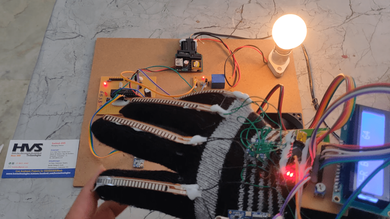 HVS-4602.Smart Glove with voice announcement and home - Zigbee APR33A3 Flex sensors.