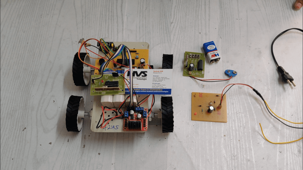 HVS-1084. Live Human Being Detection wireless RF remote Controlled Robot using PIC microcontroller.