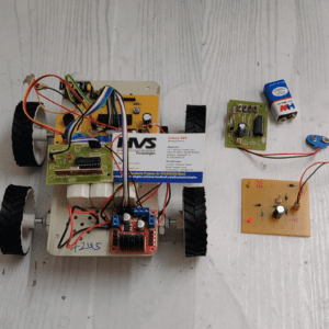 HVS-1084. Live Human Being Detection wireless RF remote Controlled Robot using PIC microcontroller.