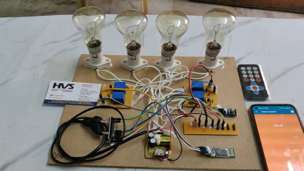 HVS-3379.TV Remote and Voice Controlled Home Appliances using Arduino