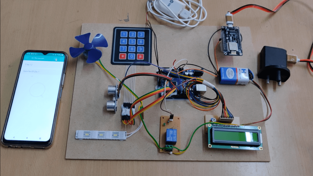 HVS-3122. IOT Restaurant with Blynk Notifications and Light and Fan Controlling.