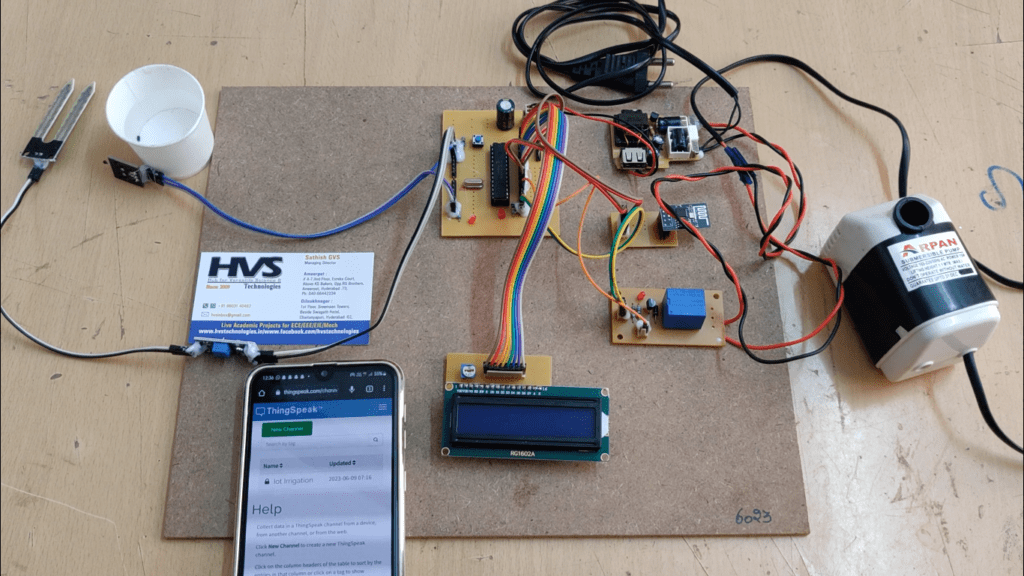 HVS-3385. IoT based Soil Moisture and Temperature Automatic irrigation system - Thingspeak