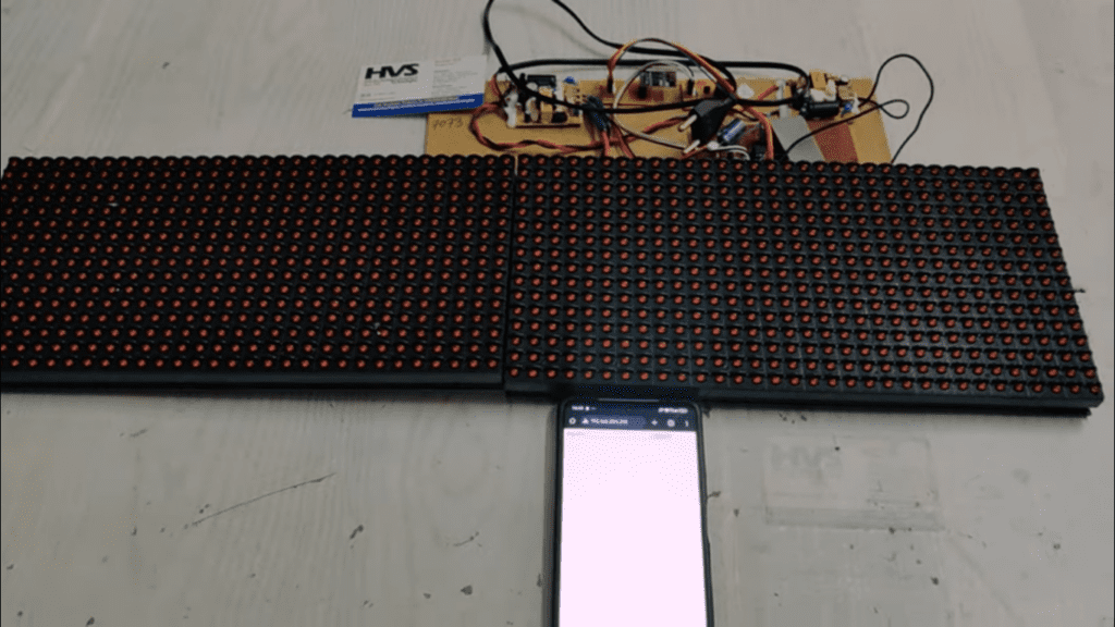HVS-3111. IOT based College notice board using three P10 LED display.