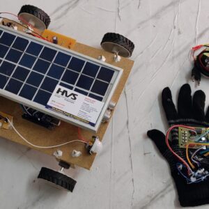 HVS-4654. Solar powered Gesture control Robot in Military base with Human detection - PIR Sensor & Auto mode.