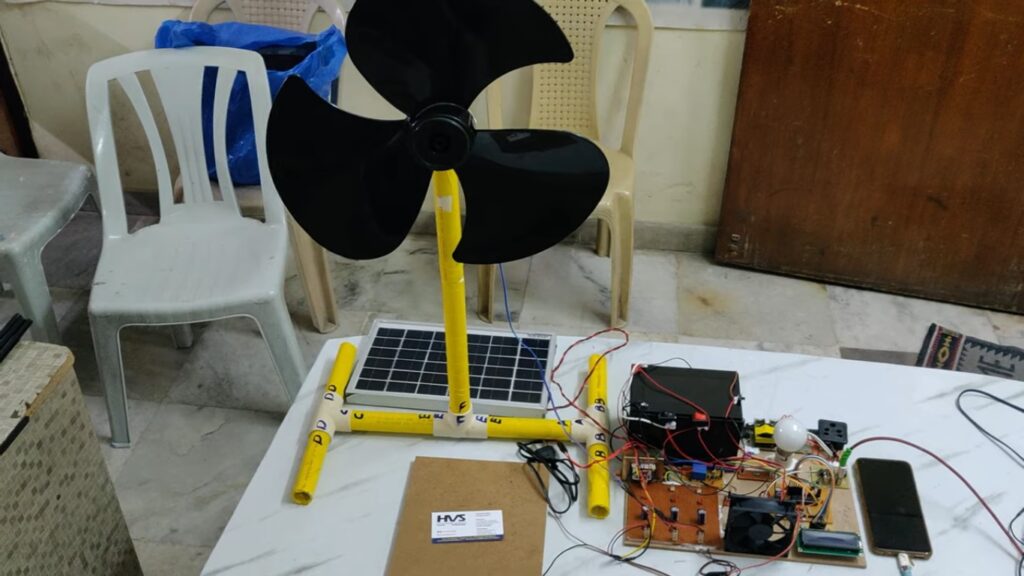 HVS-4815. Hybrid power generation system with Charge Controller for Solar, Wind and Piezoelectric Power