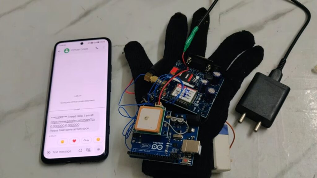 HVS-4702. Electric shock Glove using GPS and GSM