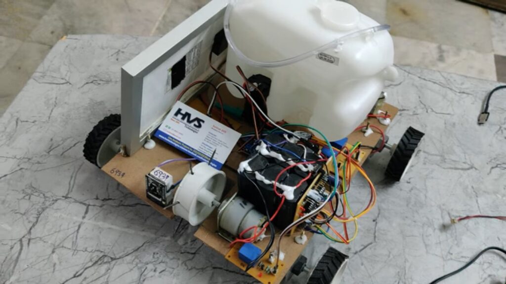 HVS-4767. Solar Powered Automated Multi Tasking Agricultural Robot with Surveillance - seed, ploughing, Water