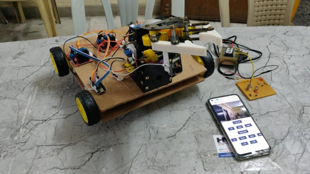 HVS-4769. Touchscreen based Remote control Pick and Place Robot with Surveillance