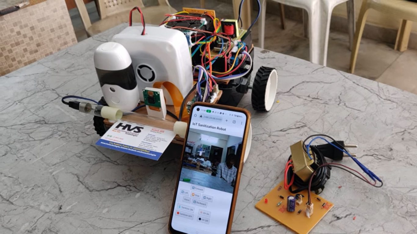 HVS-4787. IoT Sanitization Robot with UV light and Voice Announcement using Raspberry pi.