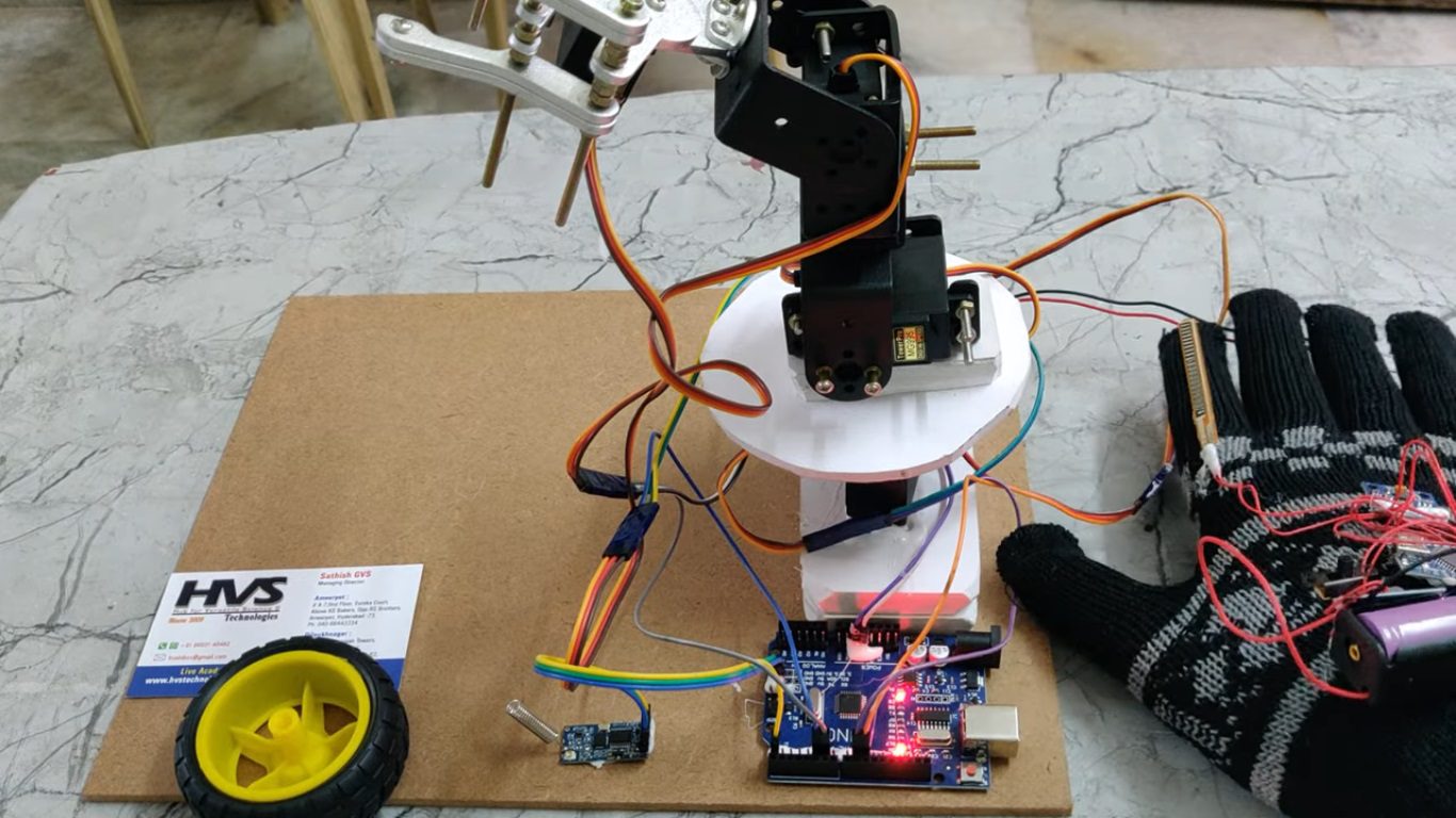HVS-4793. Development of MEMS and flex sensor control Pick and Place Arm - Gesture controlled