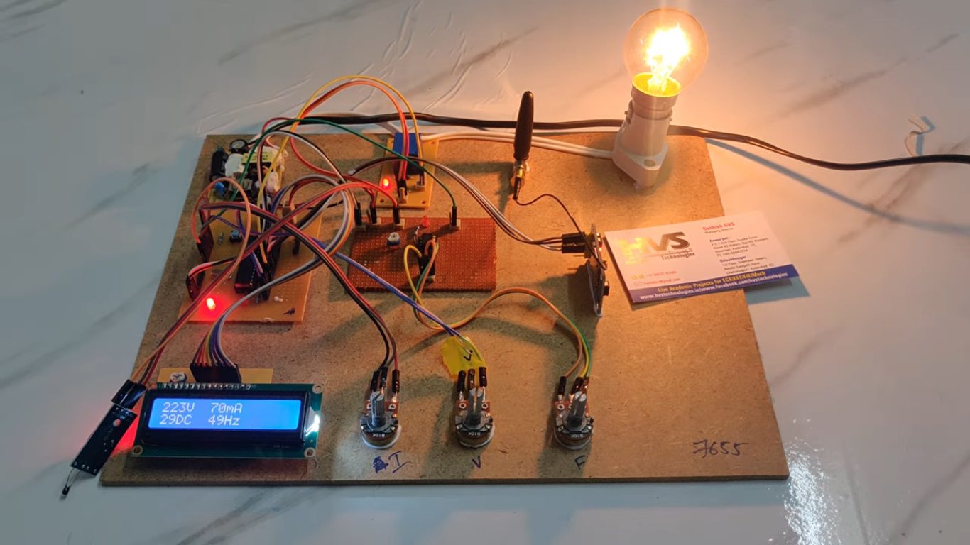 HVS-4824. Power Grid Failure Detection based on Sensing Frequency, Voltage, Current and Temperature with GSM