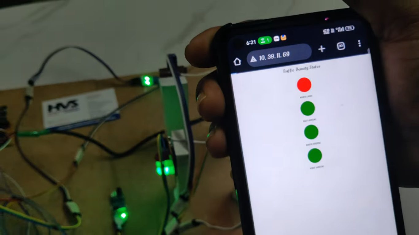 HVS-4708. Density Based Traffic Light Controlling System with IoT WEB Monitoring.