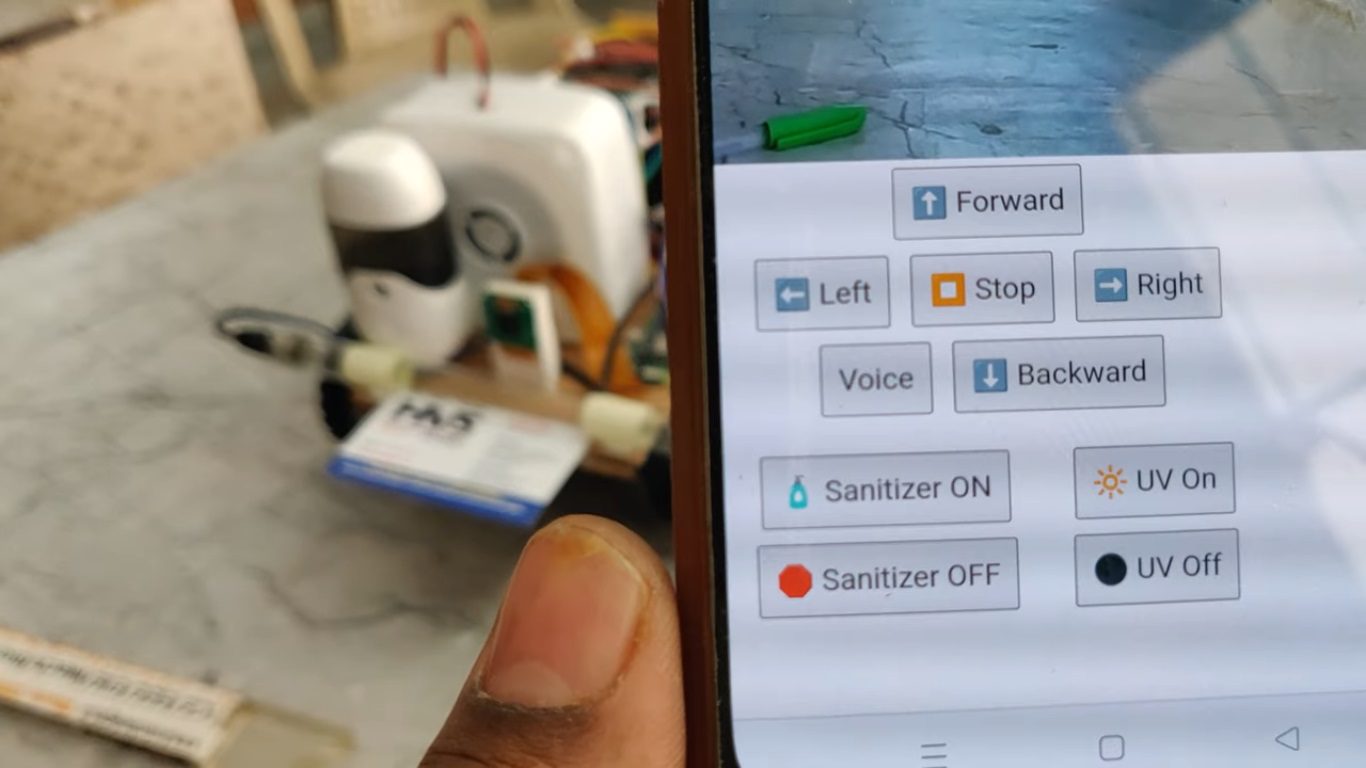 HVS-4787. IoT Sanitization Robot with UV light and Voice Announcement using Raspberry pi.