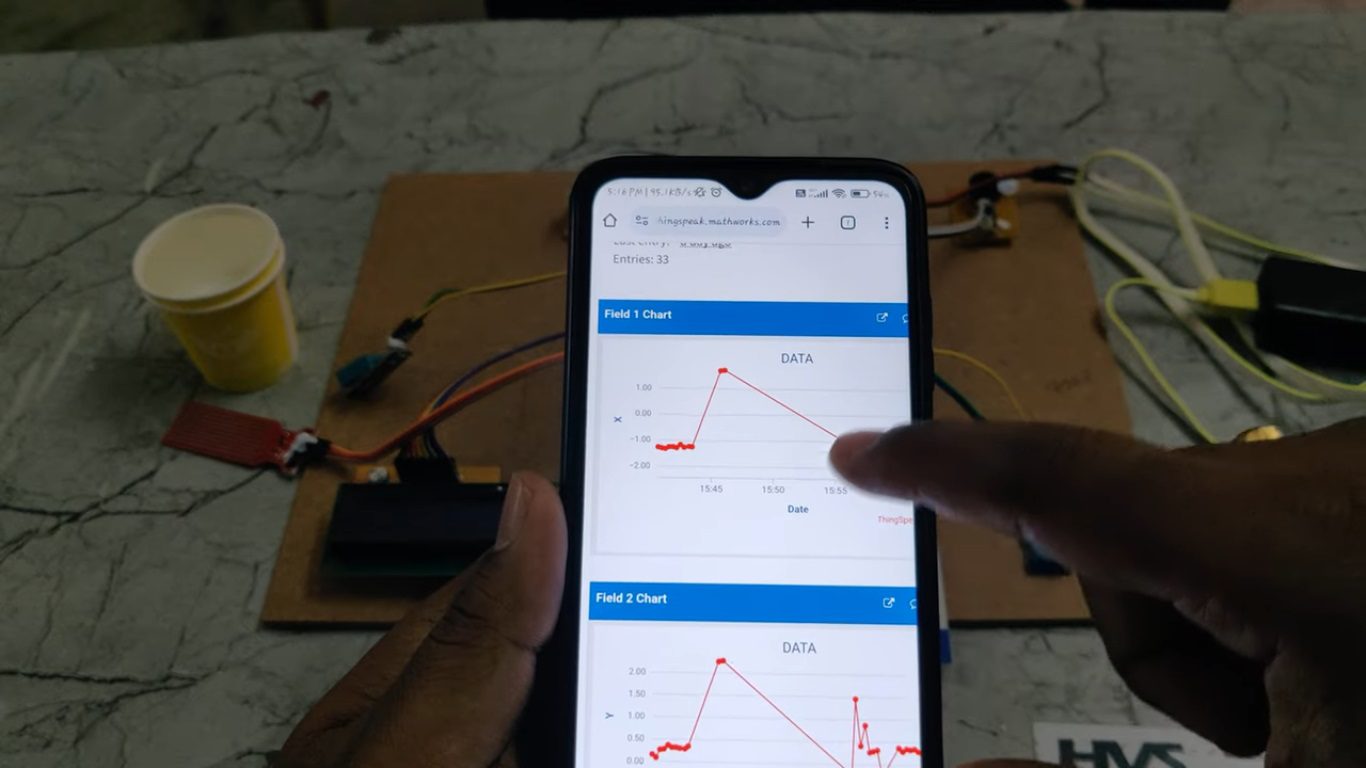 HVS-4791. IOT Based Land Slide detection with Data monitoring on Thingspeak with Buzzer Alert