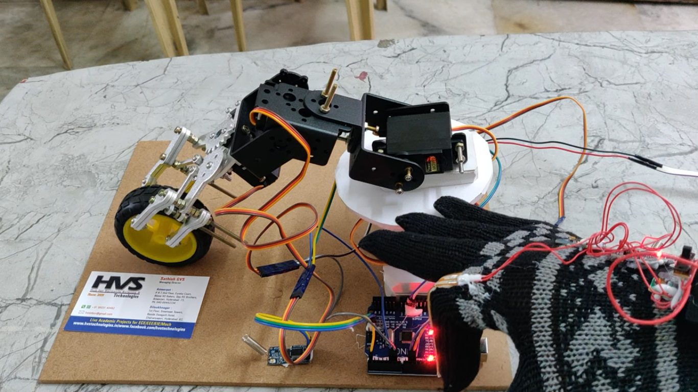 HVS-4793. Development of MEMS and flex sensor control Pick and Place Arm - Gesture controlled