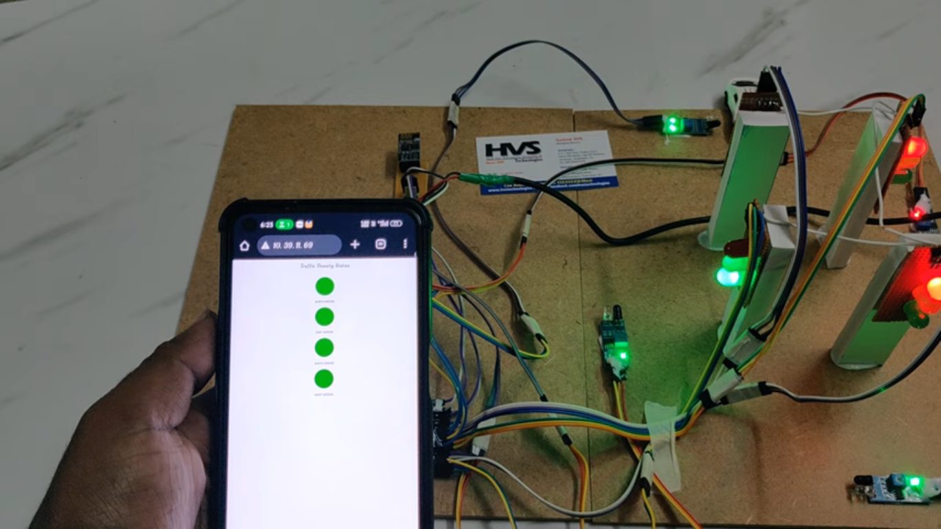 HVS-4708. Density Based Traffic Light Controlling System with IoT WEB Monitoring.