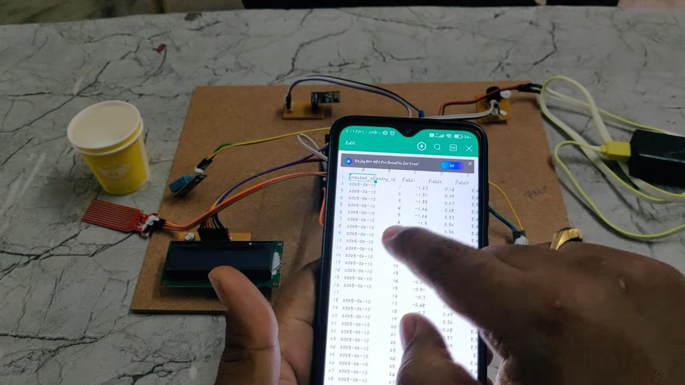 HVS-4791. IOT Based Land Slide detection with Data monitoring on Thingspeak with Buzzer Alert