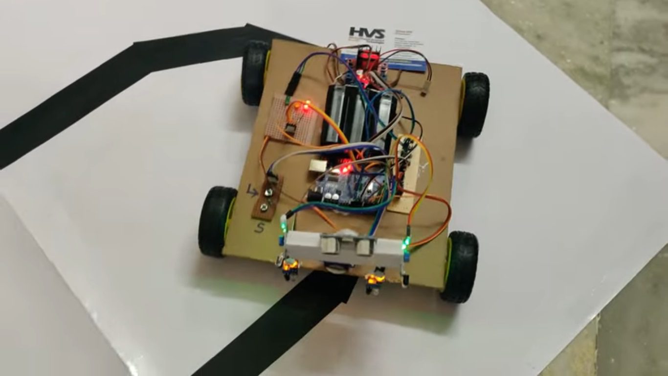 HVS-4792. 4 in 1 Arduino Robot - Line following, object following, line+obstacle avoiding, Obstacle Avoiding