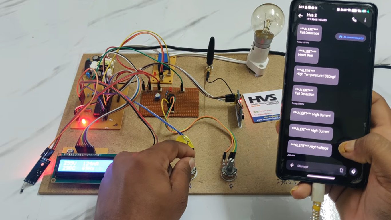 HVS-4824. Power Grid Failure Detection based on Sensing Frequency, Voltage, Current and Temperature with GSM