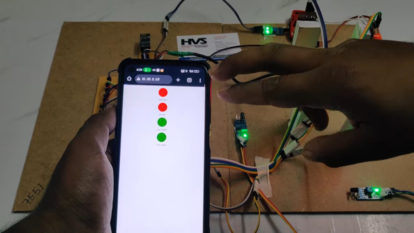 HVS-4708. Density Based Traffic Light Controlling System with IoT WEB Monitoring.