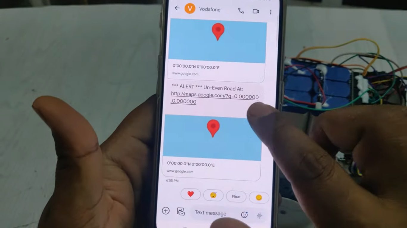 HVS-4738. Automatic Detection and Notification of Path Holes, Humps to aid Drivers with Image Capture, SMS