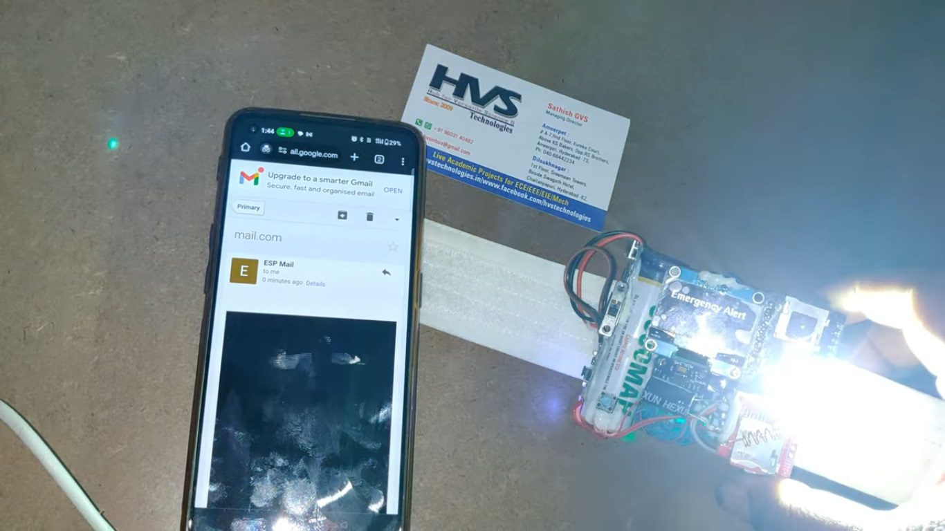 HVS-4772. Smart Wearable Device for Women Safety with Photo Email, GSM , GPS , ESP32CAM and Geo Fencing Alerts