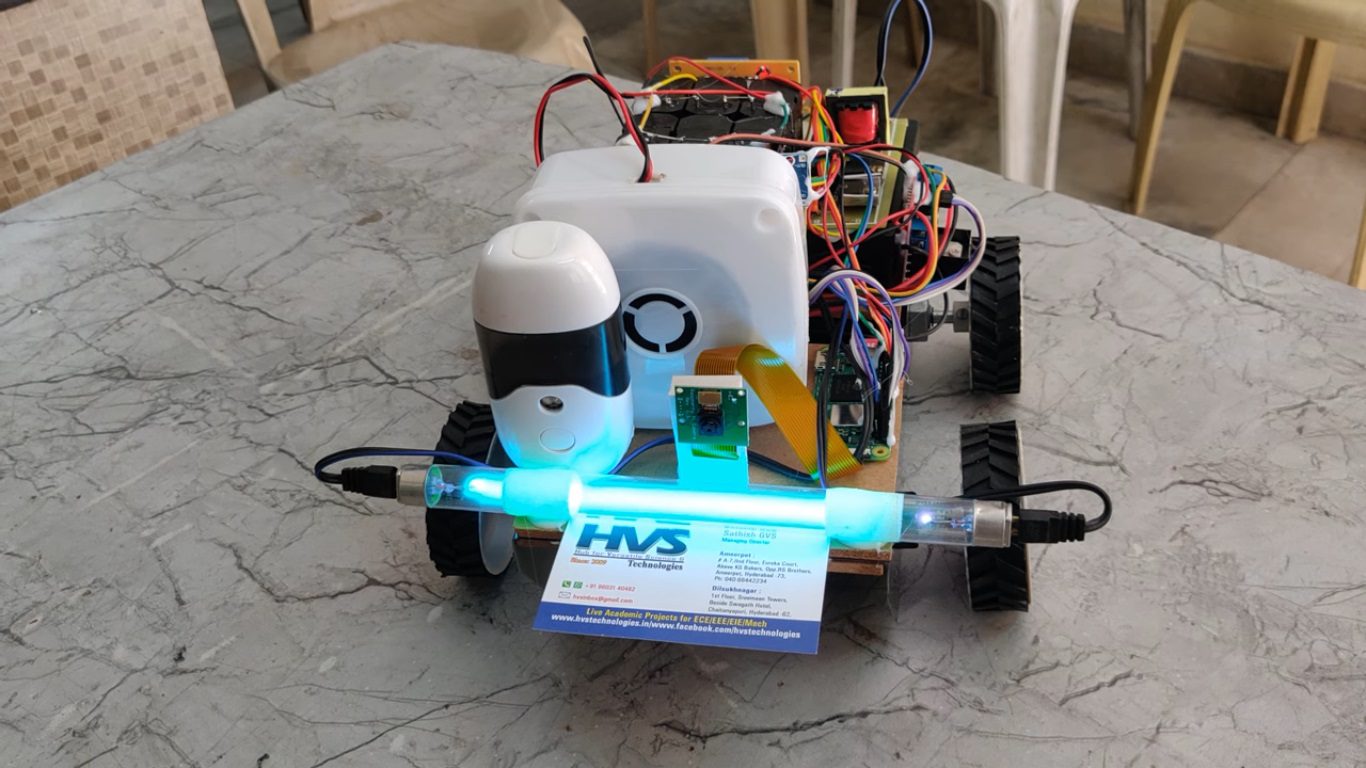 HVS-4787. IoT Sanitization Robot with UV light and Voice Announcement using Raspberry pi.