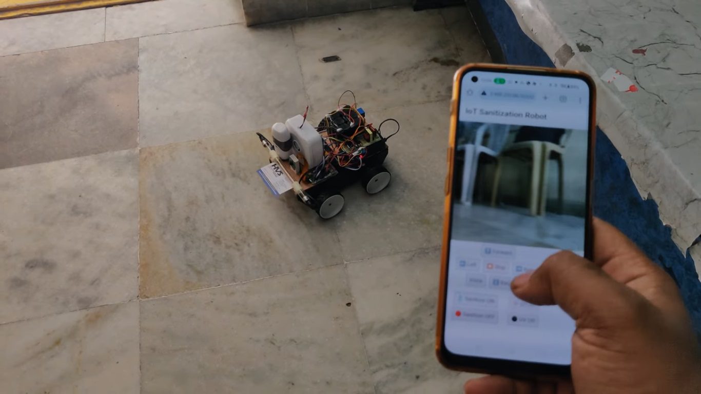 HVS-4787. IoT Sanitization Robot with UV light and Voice Announcement using Raspberry pi.