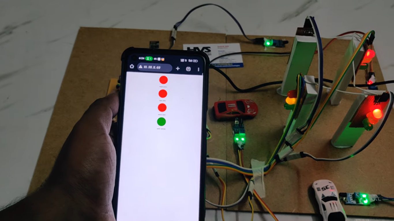 HVS-4708. Density Based Traffic Light Controlling System with IoT WEB Monitoring.
