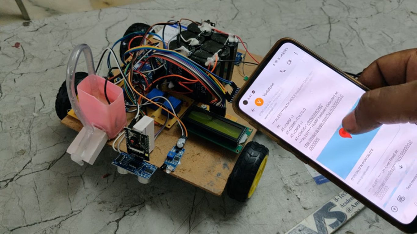 HVS-4783. Automatic Detection and Notification of Potholes, Humps and Un-even Road to Aid Drivers - ESP32CAM