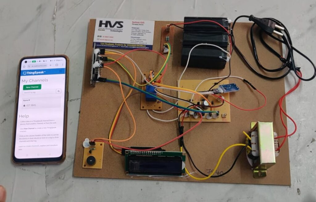 HVS-4954. Battery Management System BMS Using NodeMCU with SOC SOH Calculation and Thingspeak.