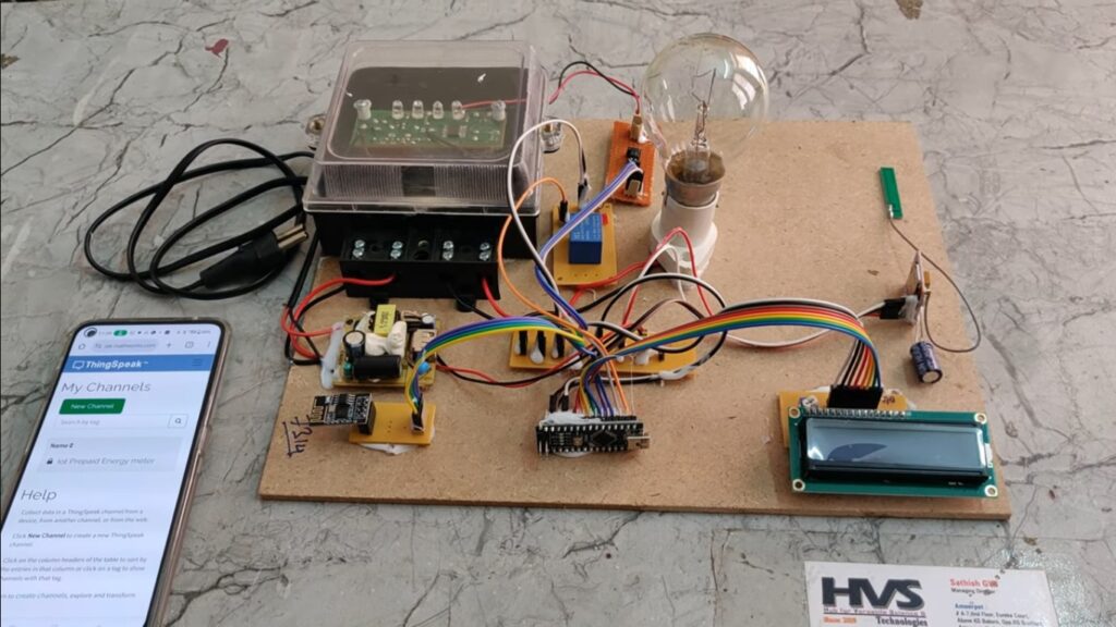 HVS-4881. GSM based Smart Energy Meter - Prepaid energy meter with IoT Thingspeak