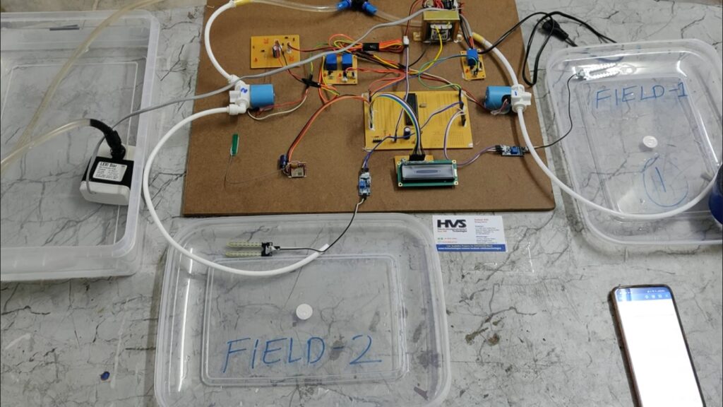 HVS-4905. Mobile (SMS)Based Embedded system for Multi-Irrigation system with Auto Water Switching.