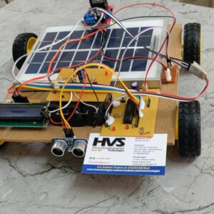 HVS-122. Implementation of a Versatile Solar Powered Vehicle with Ultrasonic sensors which gives voltage display on LCD.