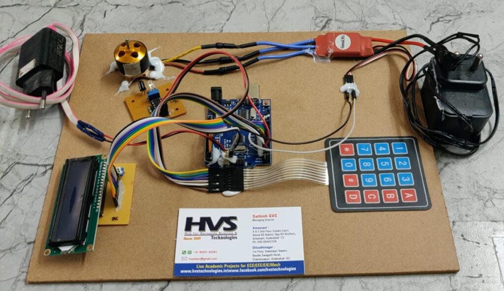 HVS-4909. BLCD Motor Speed Controlling Using Arduino UNO 4x4 keypad IR sensor.