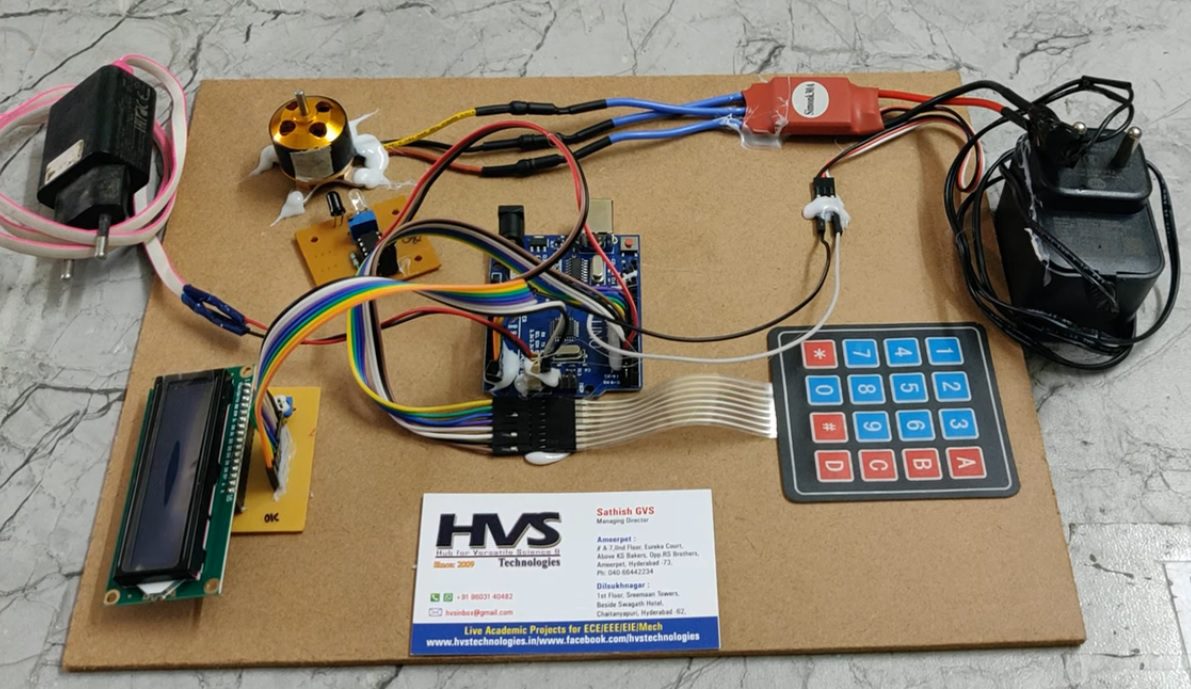 HVS-4909. BLCD Motor Speed Controlling Using Arduino UNO 4x4 keypad IR sensor.