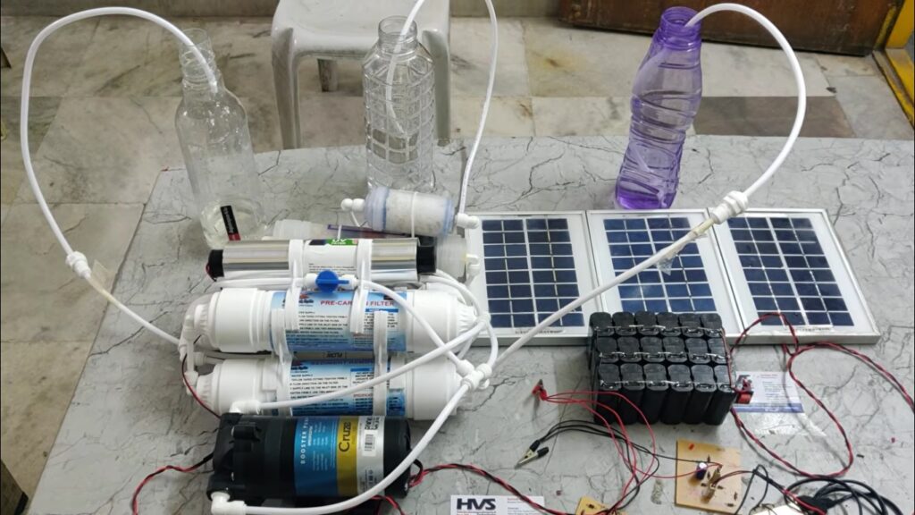 HVS-4932. Fabrication of Solar Water Purification system using UV, RO, TDS, Mineral, Alkaline, Nano and Copper