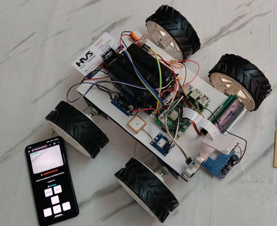 HVS-4935. AI YOLO V8 Integrated Landmine Detector Rover.
