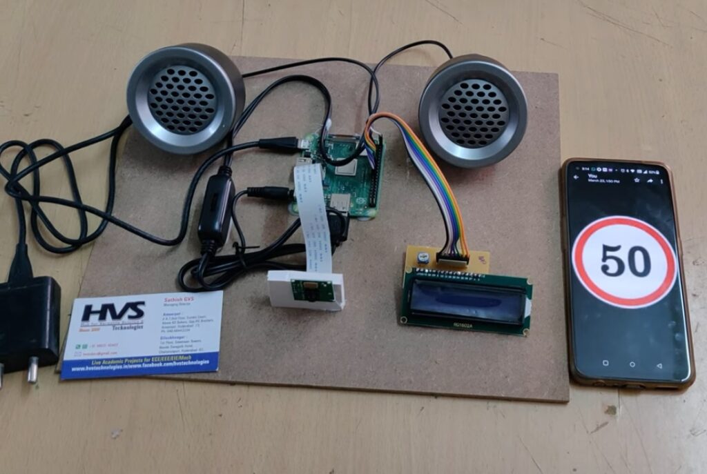 HVS-4962. Speed limit Traffic Sign detection using Raspberry pi ML with Voice announcing feature