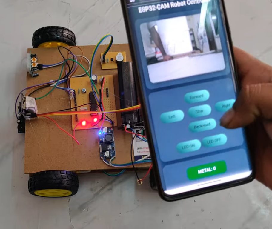 HVS-4941. IoT Surveillance Robot with Live Human being and Metal Detection Robot