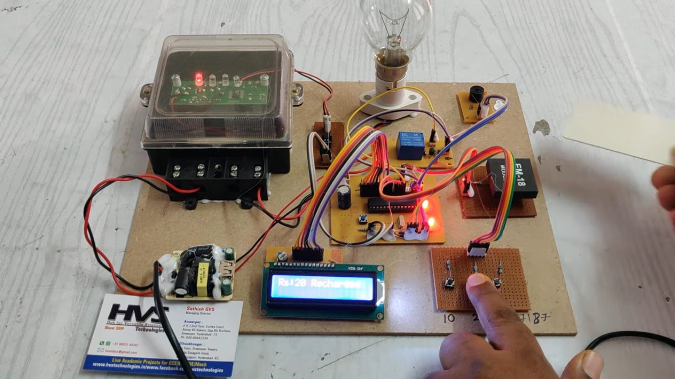HVS-4859. Construction of Prepaid Energy KWH Meter using PIC microcontroller and RFID.